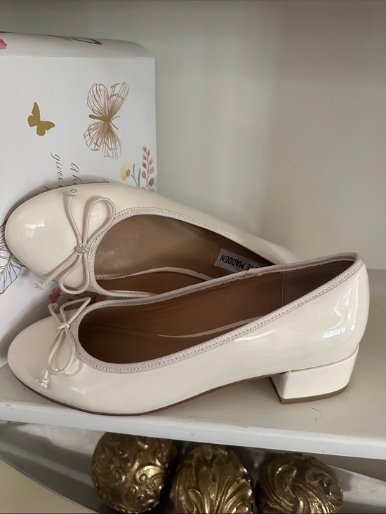 Steve Madden Shoes - Steve Madden Cream Patent Ballet Flats with Low Block Heel